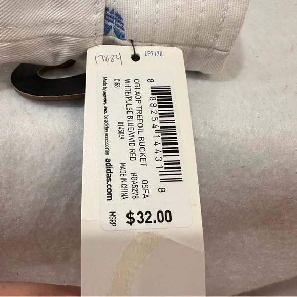 Adidas White Bucket Hat with Colorful Trefoil Embroidered Logos - Picture 8 of 8